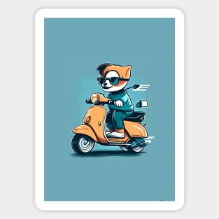 cat riding a scooter Sticker